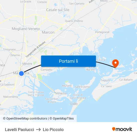 Lavelli Paolucci to Lio Piccolo map