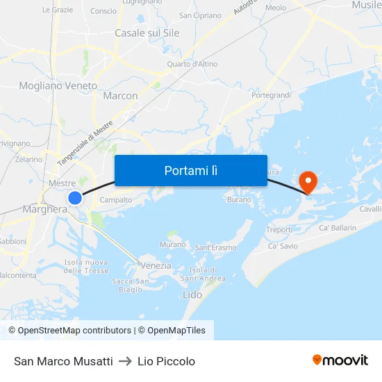 San Marco Musatti to Lio Piccolo map