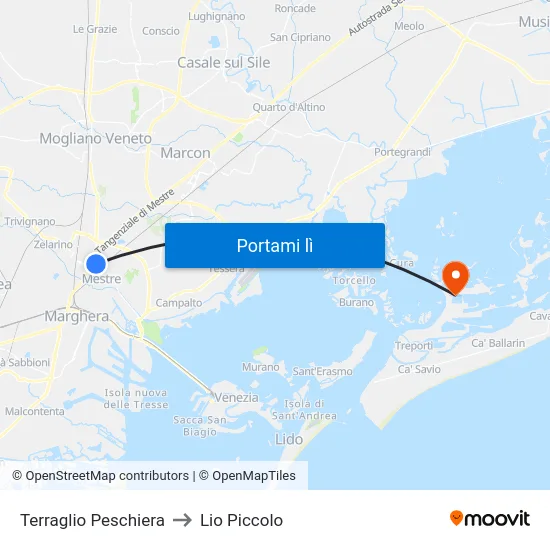 Terraglio Peschiera to Lio Piccolo map