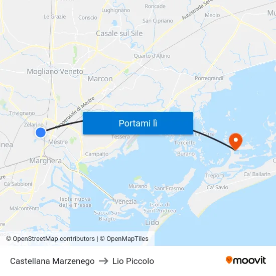 Castellana Marzenego to Lio Piccolo map