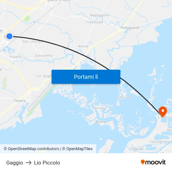 Gaggio to Lio Piccolo map