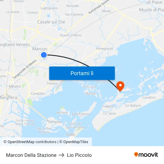 Marcon Della Stazione to Lio Piccolo map