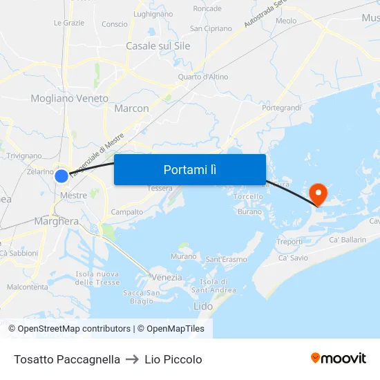 Tosatto Paccagnella to Lio Piccolo map