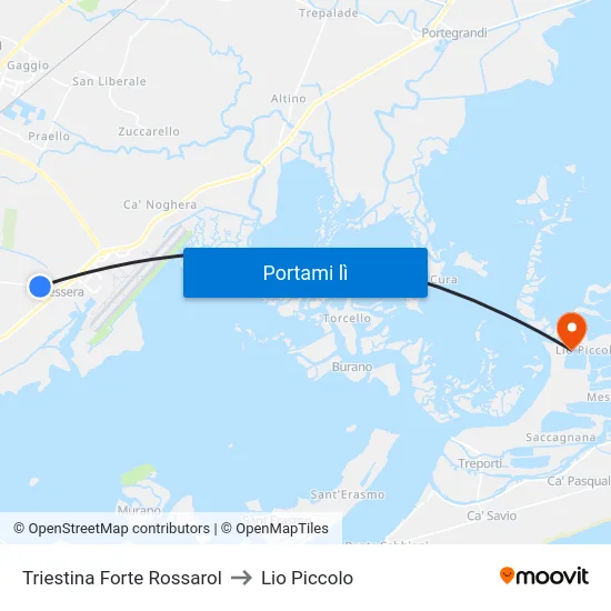 Triestina Forte Rossarol to Lio Piccolo map