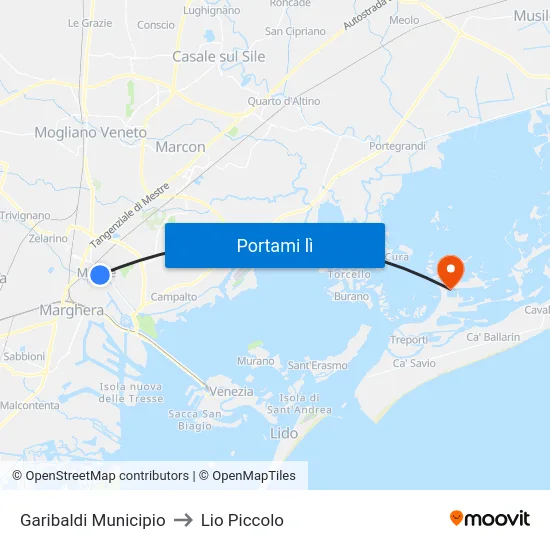Garibaldi Municipio to Lio Piccolo map