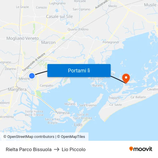 Rielta Parco Bissuola to Lio Piccolo map