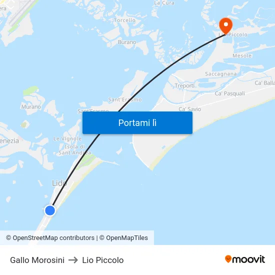 Gallo Morosini to Lio Piccolo map