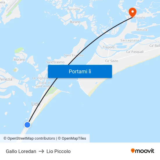 Gallo Loredan to Lio Piccolo map
