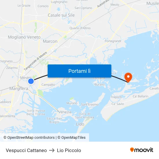 Vespucci Cattaneo to Lio Piccolo map