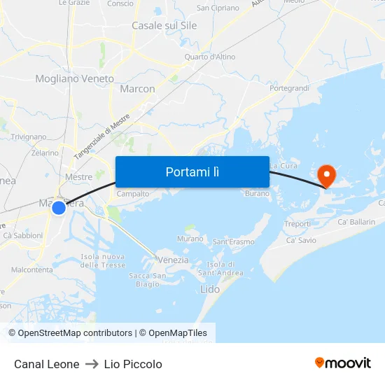 Canal Leone to Lio Piccolo map