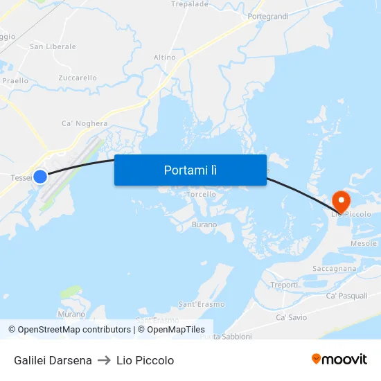 Galilei Darsena to Lio Piccolo map