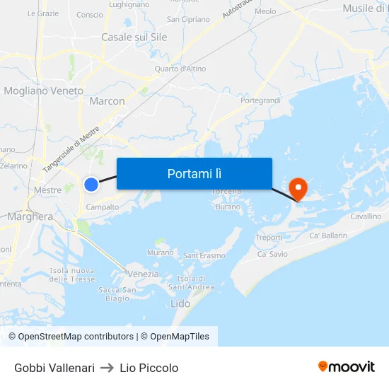 Gobbi Vallenari to Lio Piccolo map