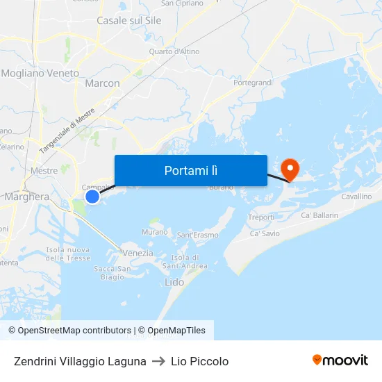 Zendrini Villaggio Laguna to Lio Piccolo map