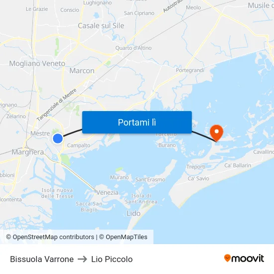 Bissuola Varrone to Lio Piccolo map