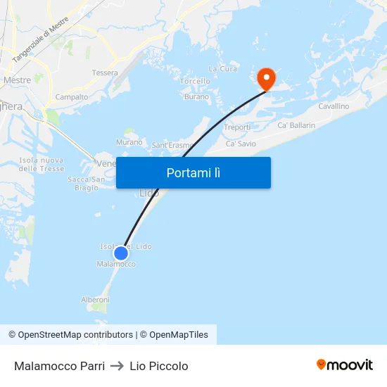 Malamocco Parri to Lio Piccolo map