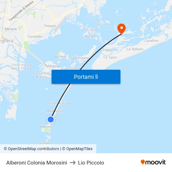 Alberoni Colonia Morosini to Lio Piccolo map