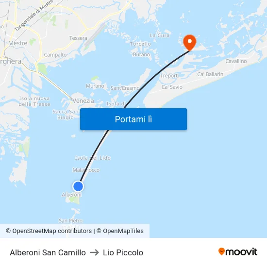 Alberoni San Camillo to Lio Piccolo map