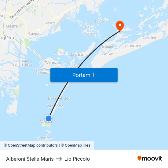 Alberoni Stella Maris to Lio Piccolo map