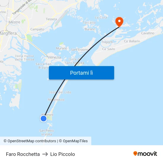 Faro Rocchetta to Lio Piccolo map