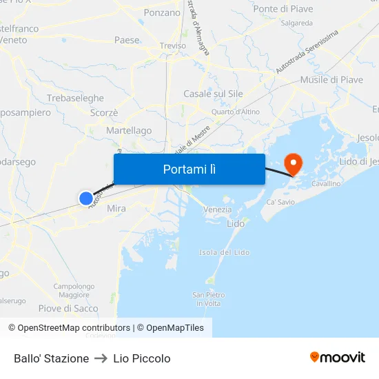 Ballo' Stazione to Lio Piccolo map