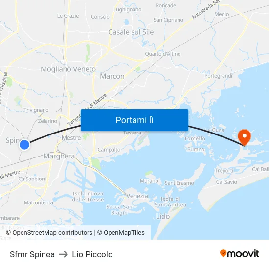 Sfmr Spinea to Lio Piccolo map