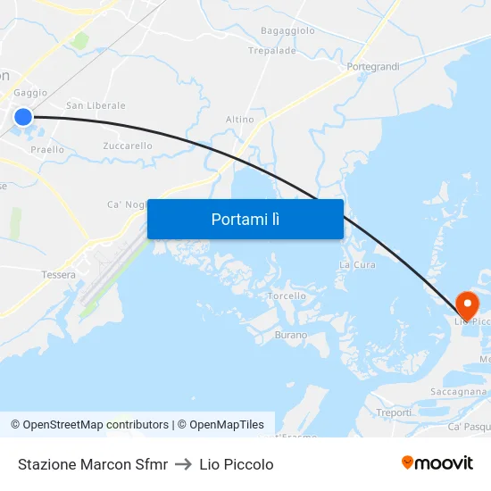 Stazione Marcon Sfmr to Lio Piccolo map