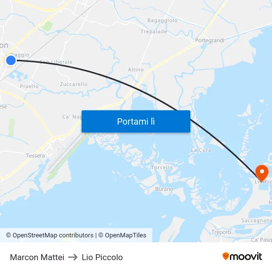 Marcon Mattei to Lio Piccolo map