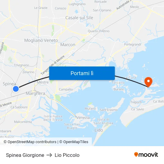 Spinea Giorgione to Lio Piccolo map