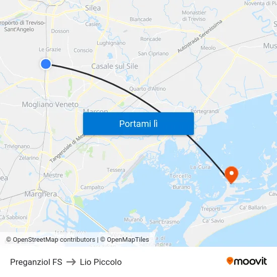 Preganziol FS to Lio Piccolo map