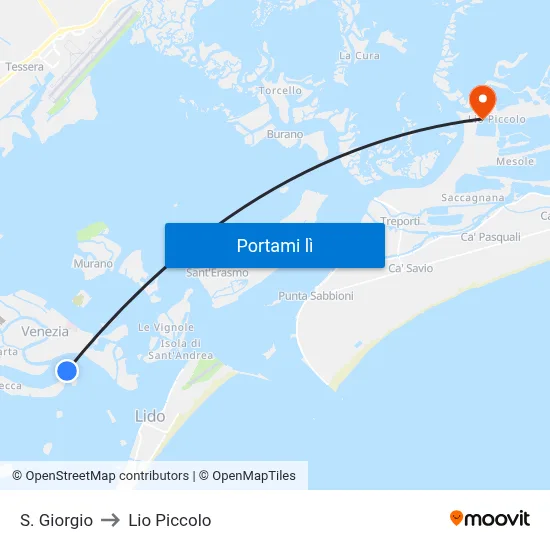 S. Giorgio to Lio Piccolo map