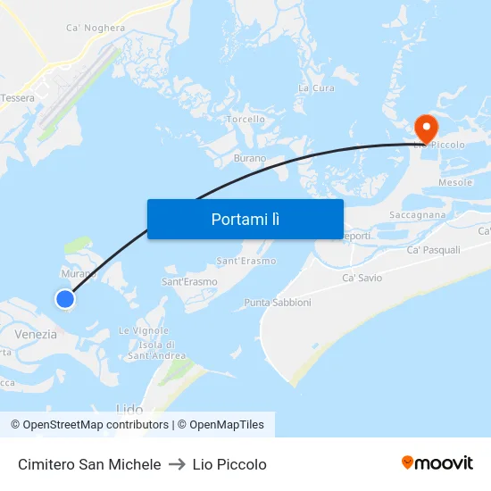 Cimitero San Michele to Lio Piccolo map