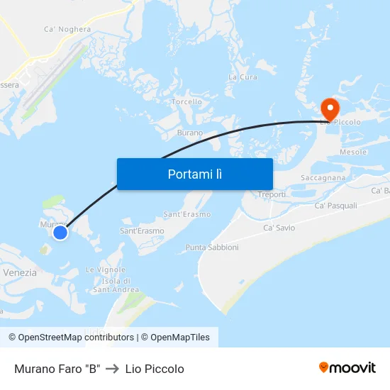 Murano Faro "B" to Lio Piccolo map