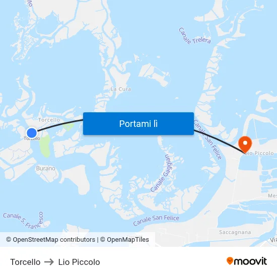 Torcello to Lio Piccolo map