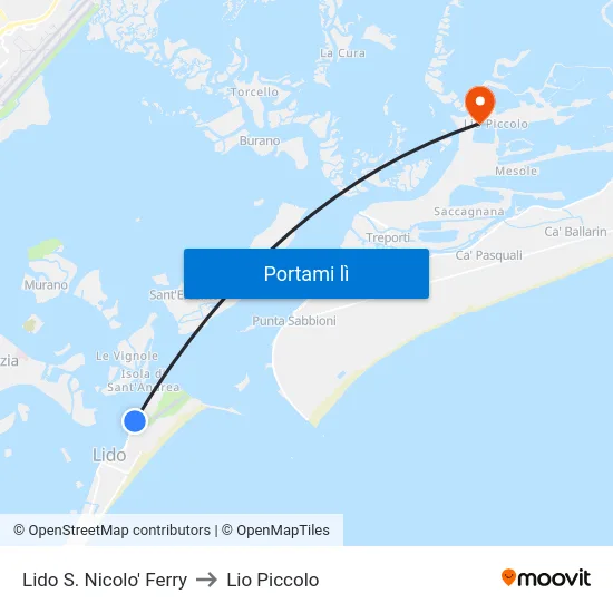 Lido S. Nicolo' Ferry to Lio Piccolo map