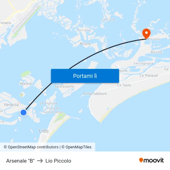 Arsenale "B" to Lio Piccolo map