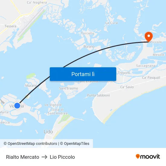 Rialto Mercato to Lio Piccolo map
