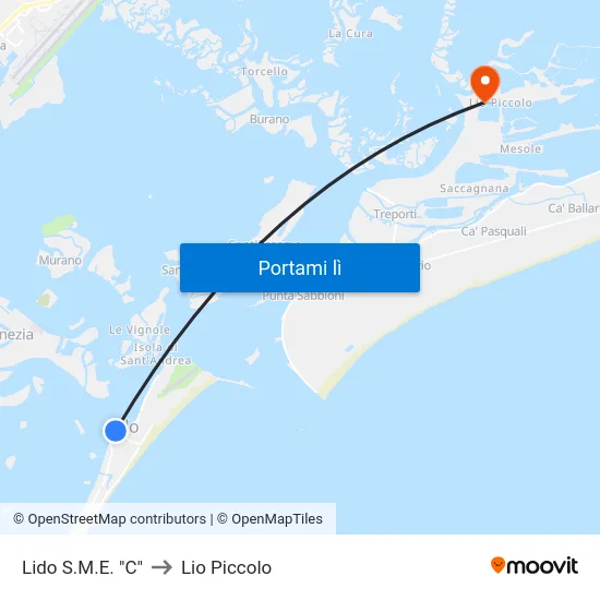 Lido S.M.E. "C" to Lio Piccolo map