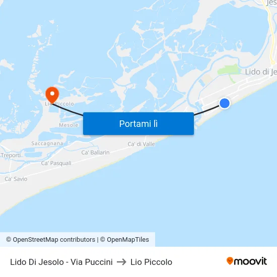 Lido Di Jesolo - Via Puccini to Lio Piccolo map