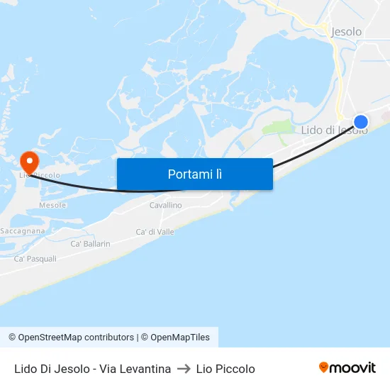 Lido Di Jesolo - Via Levantina to Lio Piccolo map