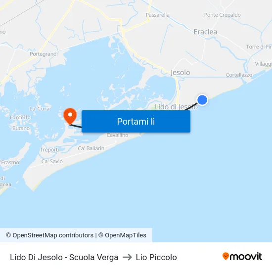 Lido Di Jesolo - Scuola Verga to Lio Piccolo map