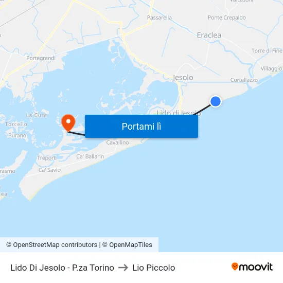 Lido Di Jesolo - P.za Torino to Lio Piccolo map