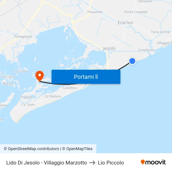 Lido Di Jesolo - Villaggio Marzotto to Lio Piccolo map