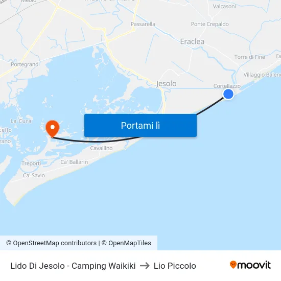 Lido Di Jesolo - Camping Waikiki to Lio Piccolo map