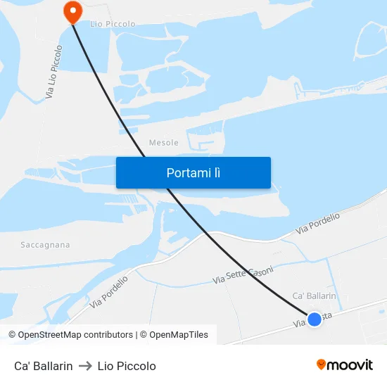 Ca' Ballarin to Lio Piccolo map