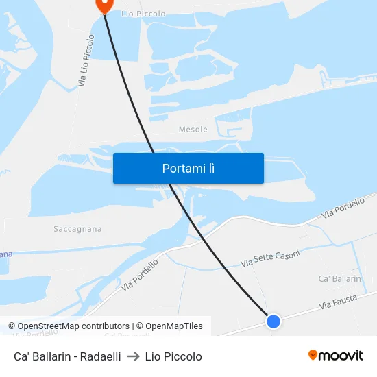 Ca' Ballarin - Radaelli to Lio Piccolo map