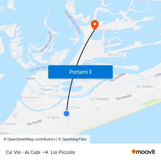 Ca' Vio - Ai Cubi to Lio Piccolo map