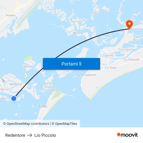 Redentore to Lio Piccolo map