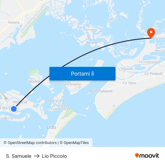 S. Samuele to Lio Piccolo map