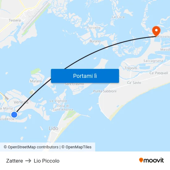 Zattere to Lio Piccolo map