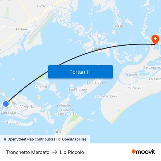 Tronchetto Mercato to Lio Piccolo map